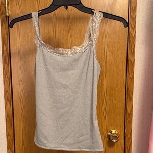 Lace-Trim Tank Top - Light Gray